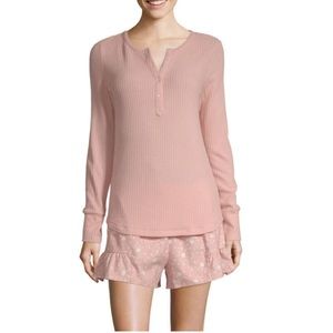 NWT Ambrielle Thermal Ruffle Shorts Pajama Set